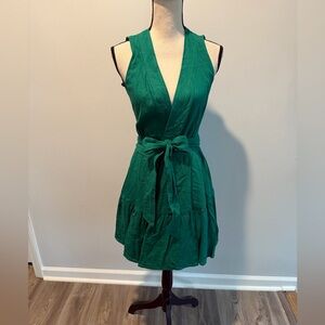 Christian Lacroix Green Sleeveless Linen Wrap Dress Pockets Women’s size XS NWT